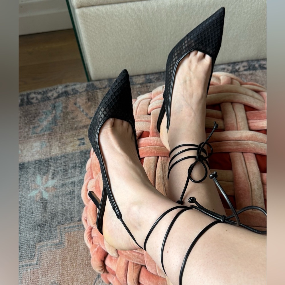 NWOT Zara Black Pointed Slingback Heels